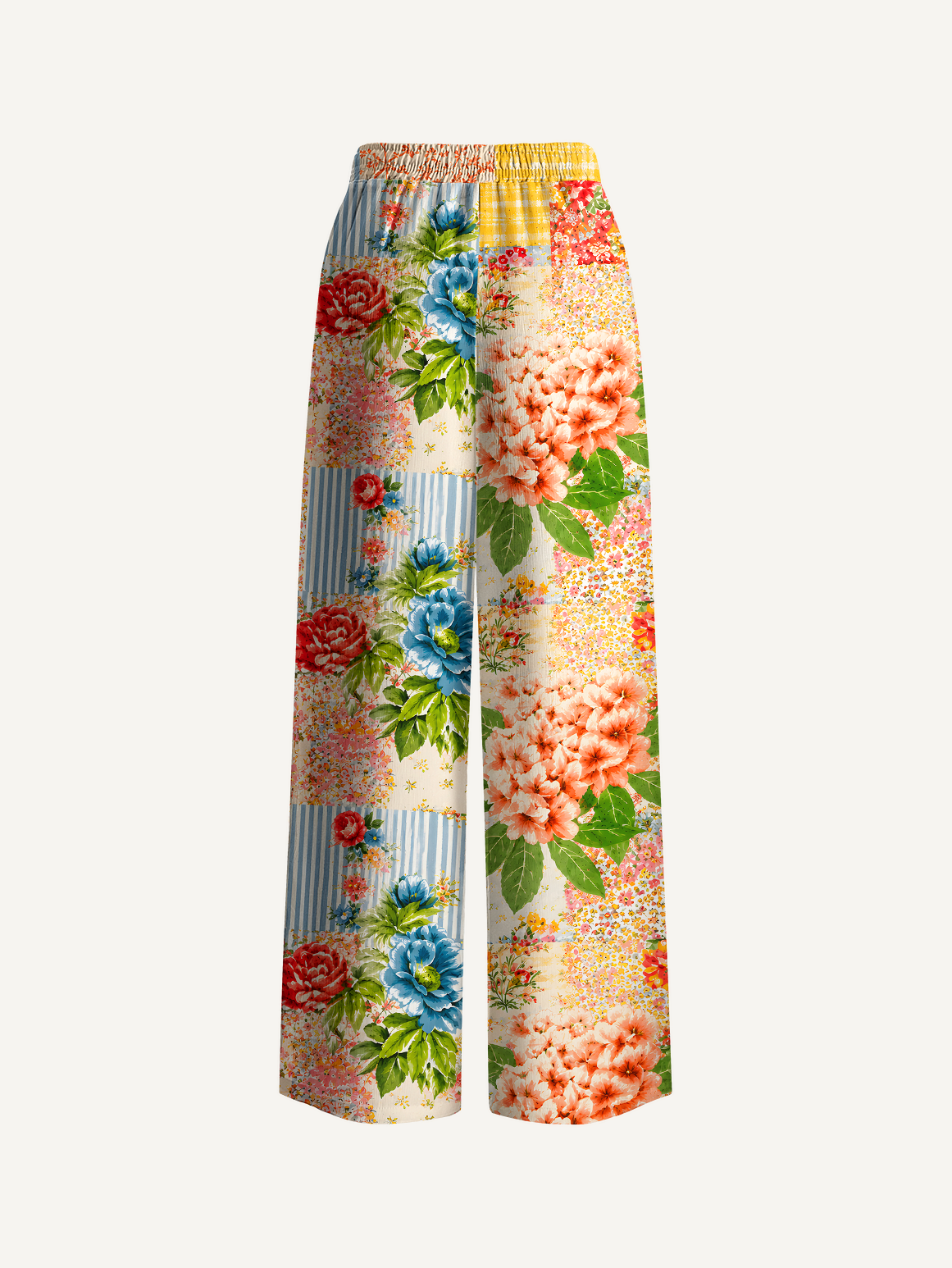 Vintage Cottage Garden Quilt Pants For Women With Pockets