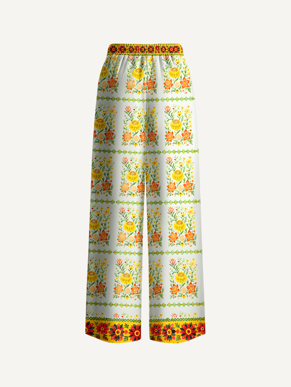 Sunny Floral Pattern Pants For Women With Pockets