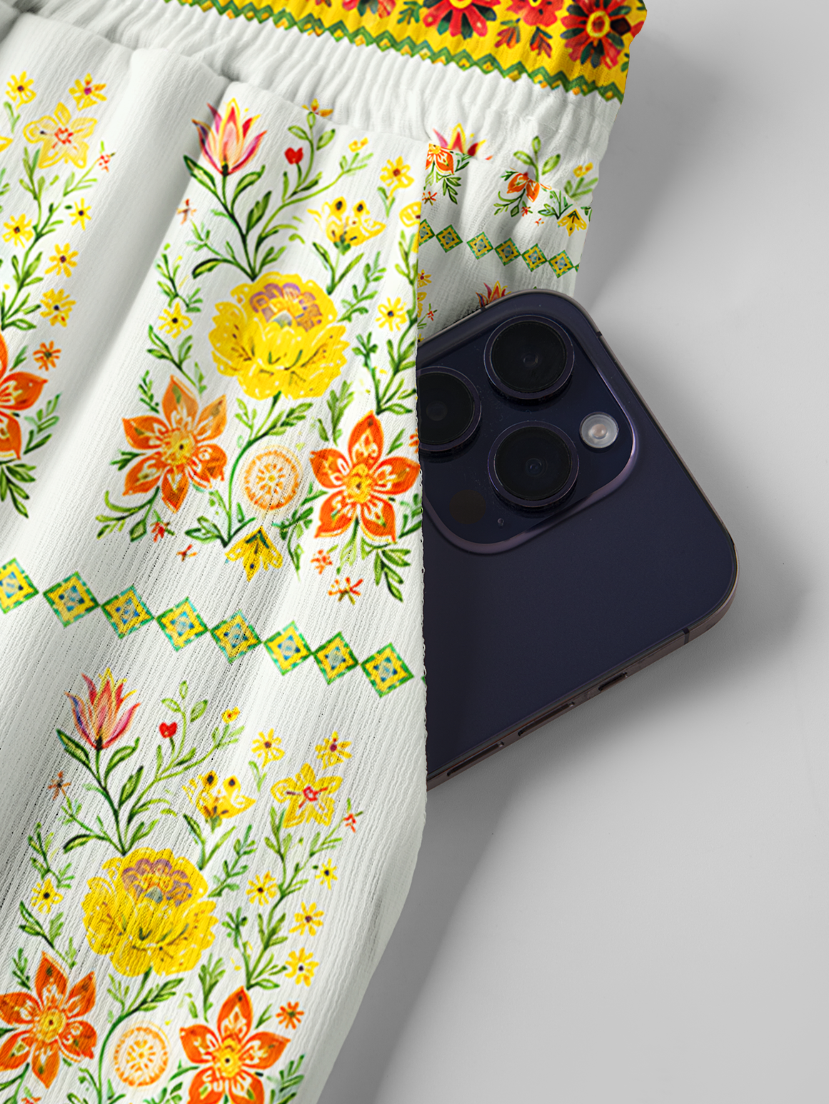 Sunny Floral Pattern Pants For Women With Pockets