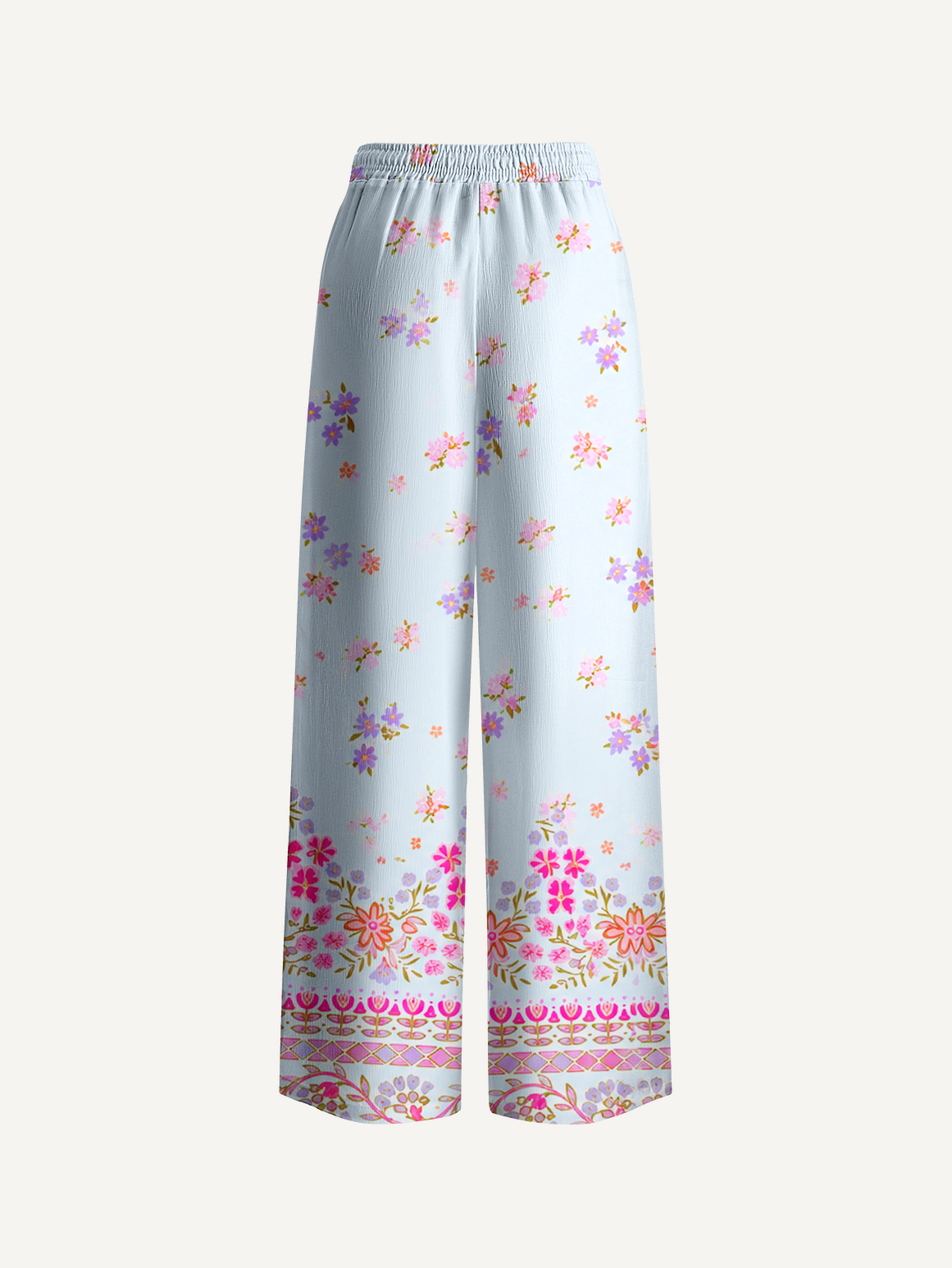 Pink Petal Cascade Pants For Women With Pockets