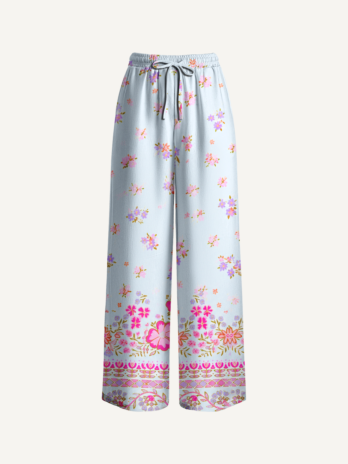 Pink Petal Cascade Pants For Women With Pockets