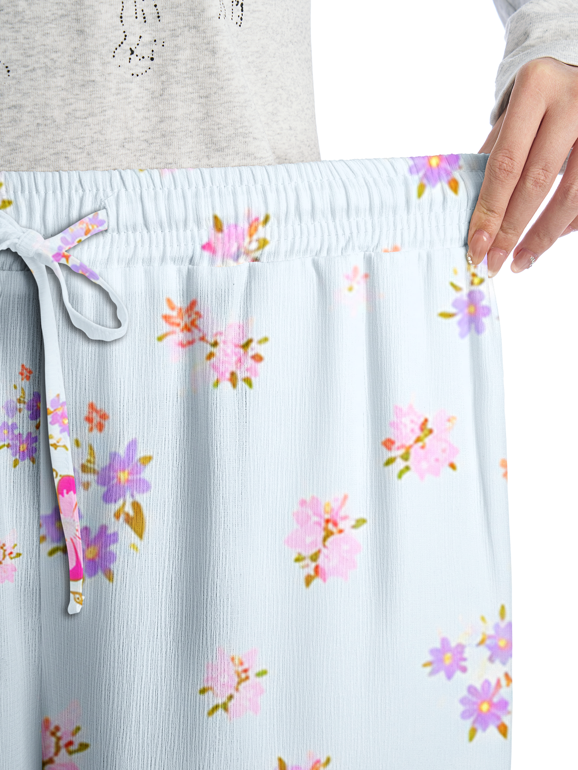 Pink Petal Cascade Pants For Women With Pockets