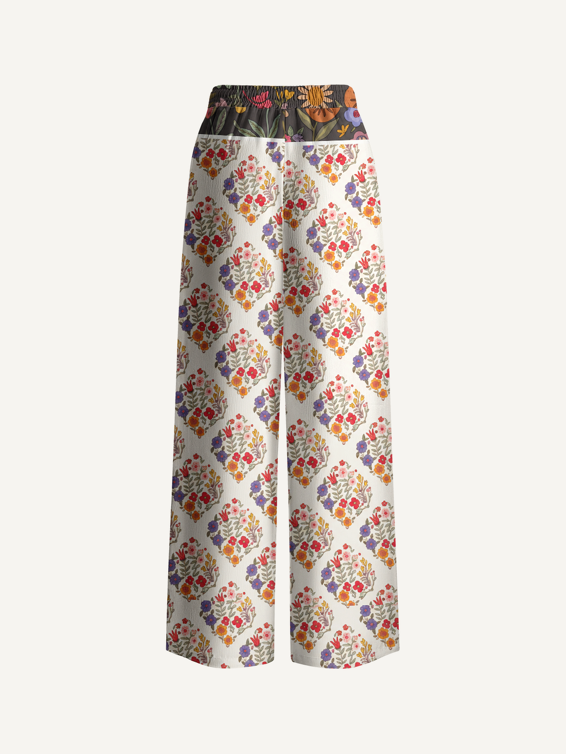 Autumn Posy Lattice Pants For Women With Pockets