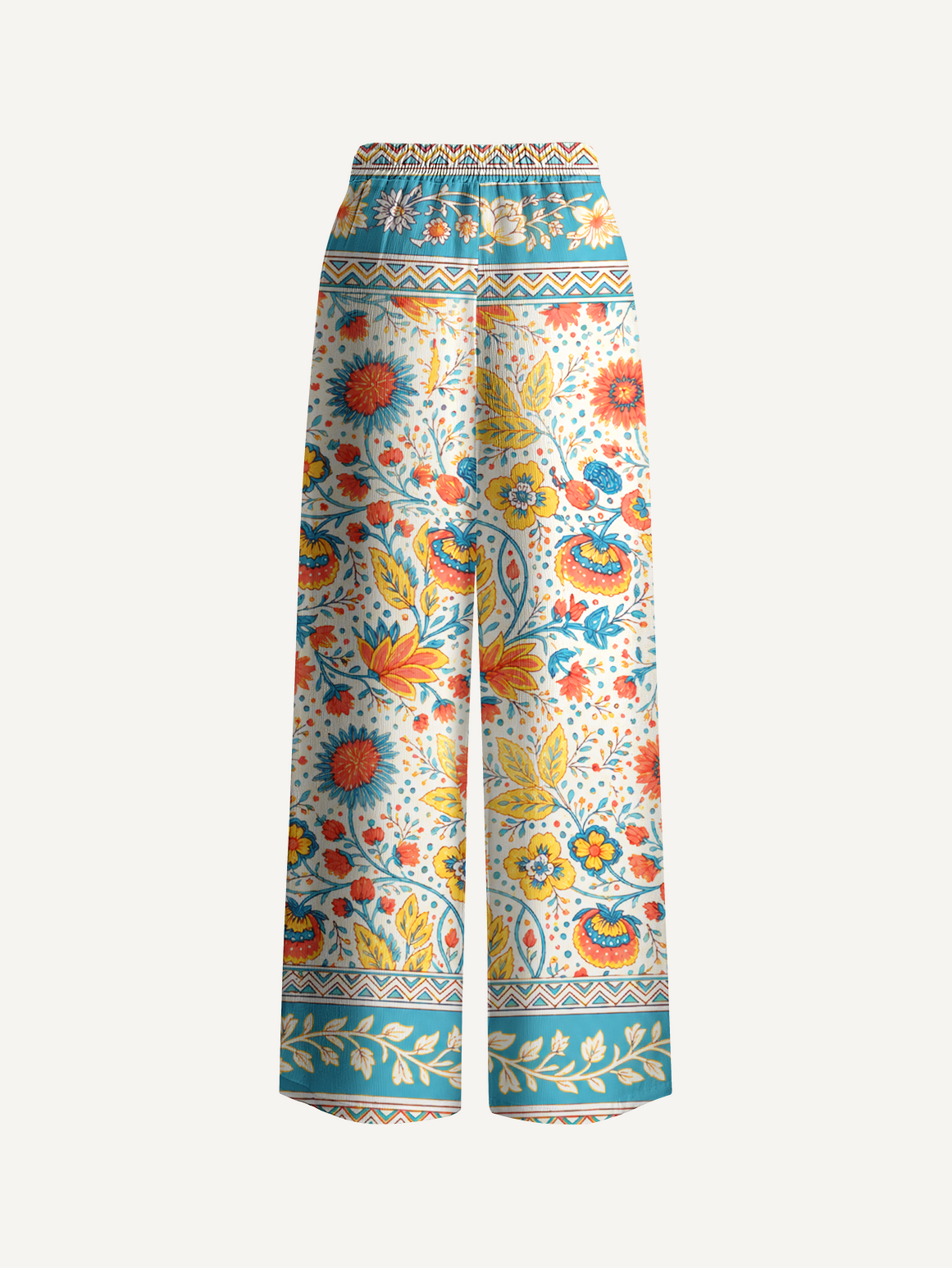 Moroccan Garden Pattern Pants For Women With Pockets