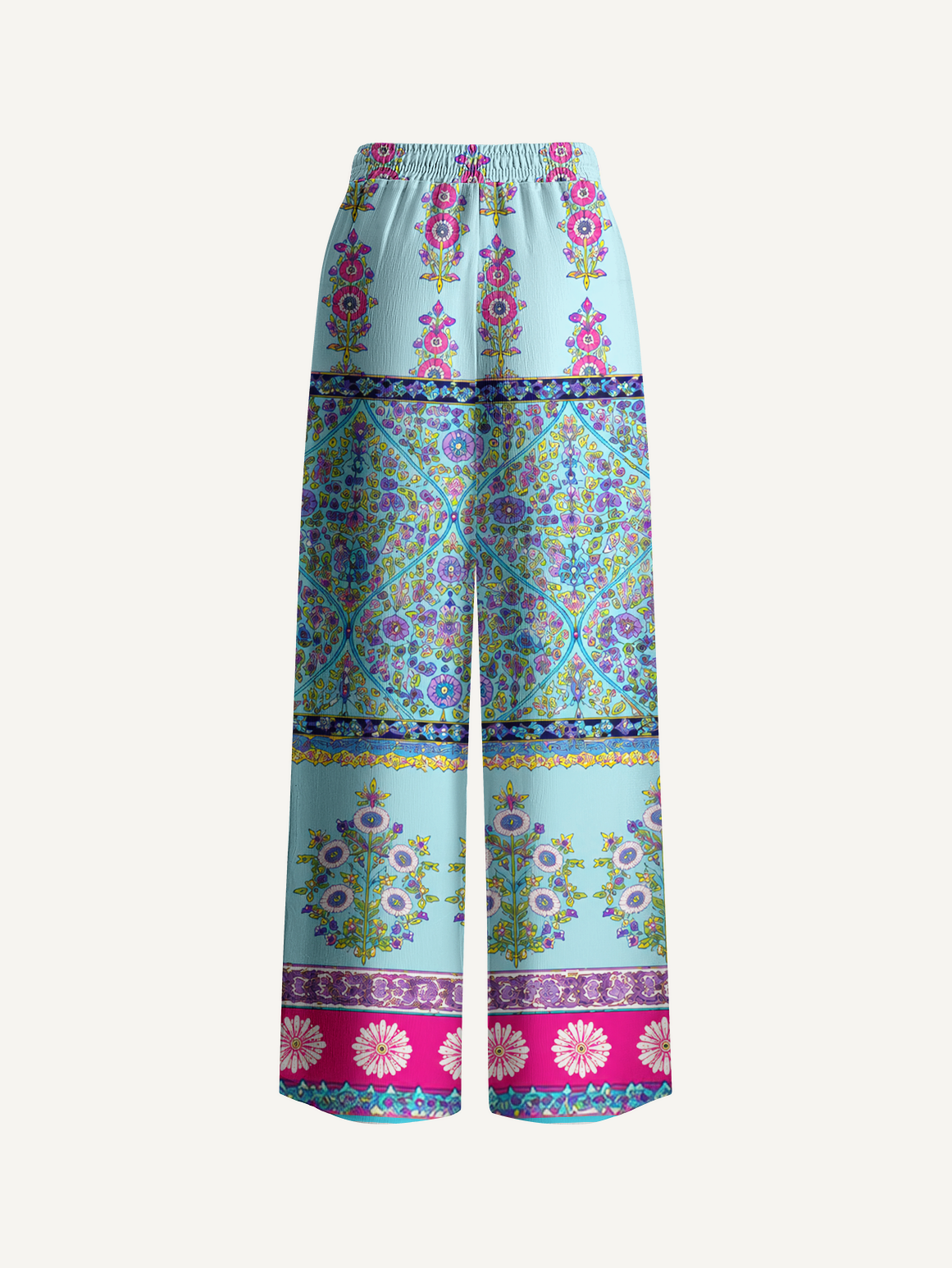 Turquoise Palace Blooms Pants For Women With Pockets