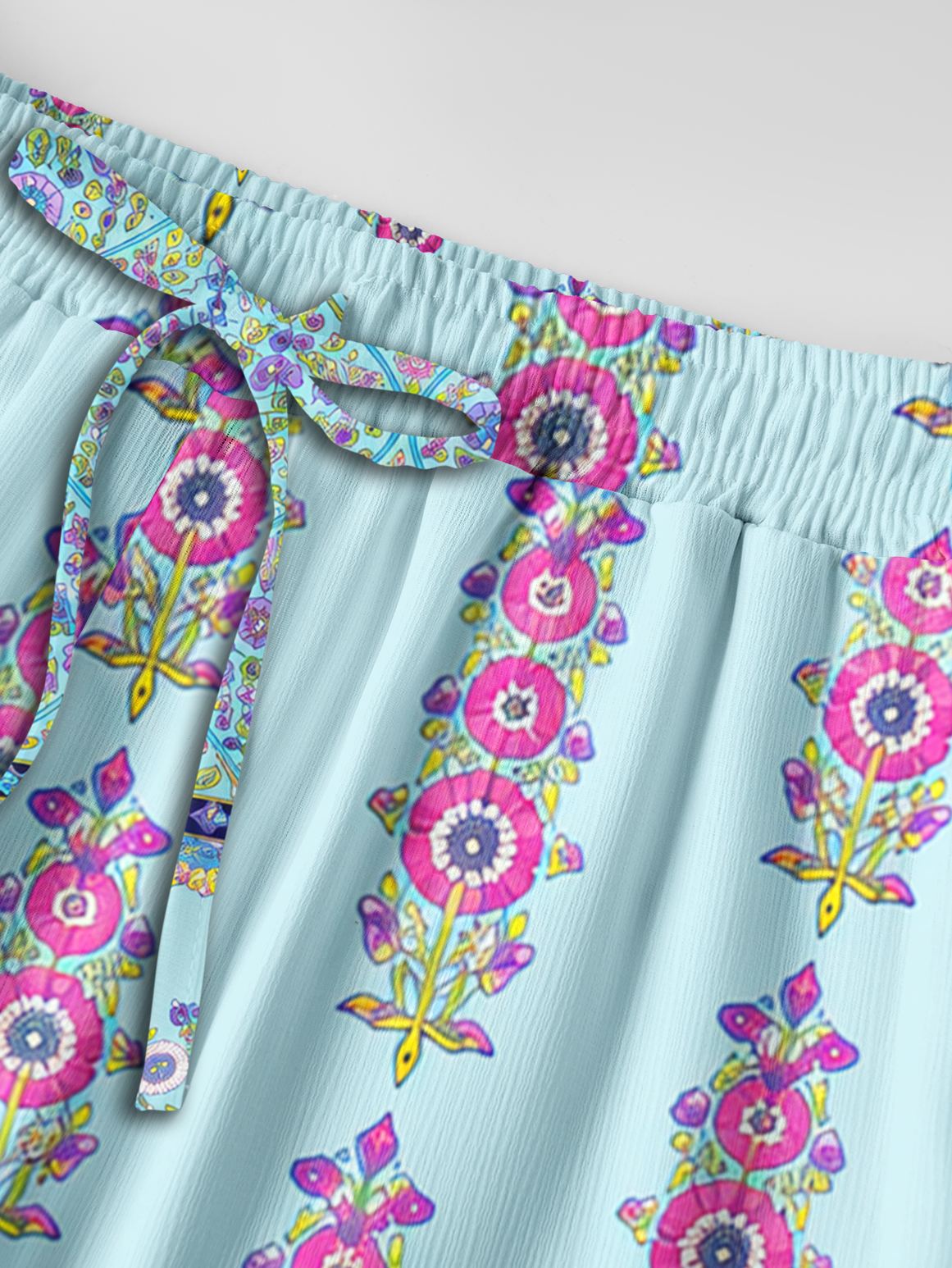 Turquoise Palace Blooms Pants For Women With Pockets