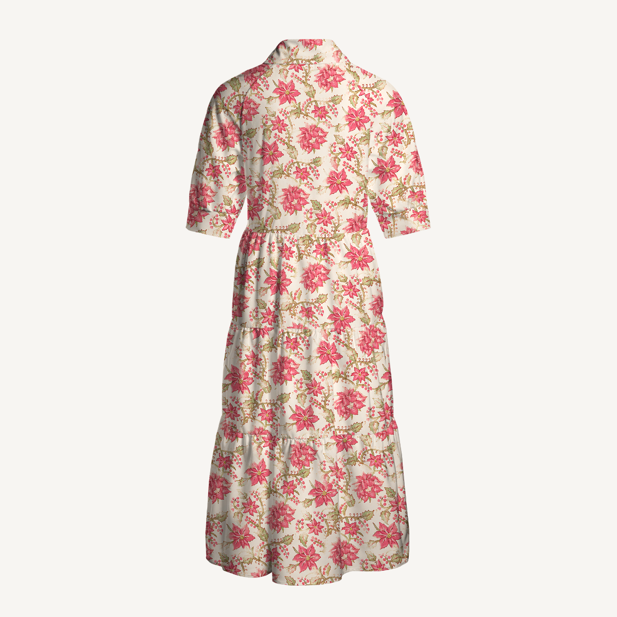 Blush Garden Bloom Print Midi Dress For Women With Pockets