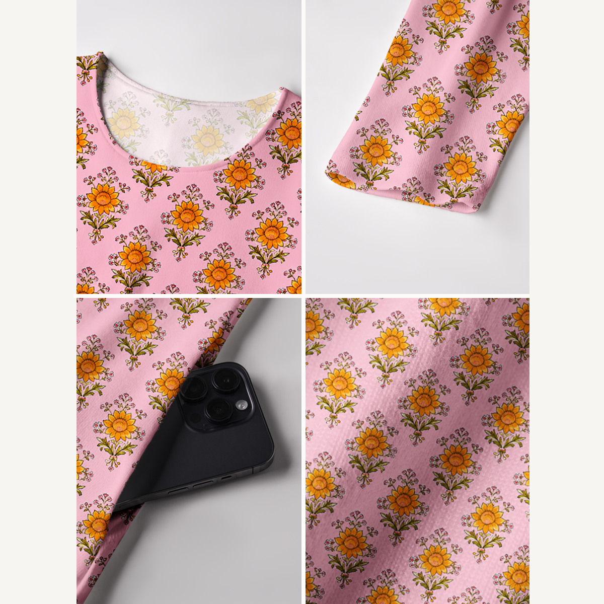 Pink Meadow Bloom Print Soft-Touch Stretch Knit Long Sleeve Maxi Dress with Pockets