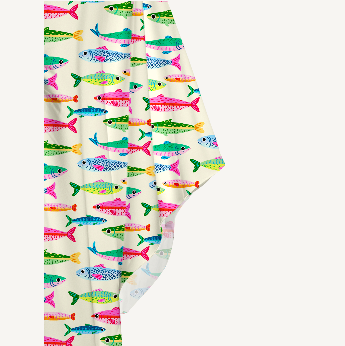 Bright Sardine Print Kimono Sleeve Kaftan Dress