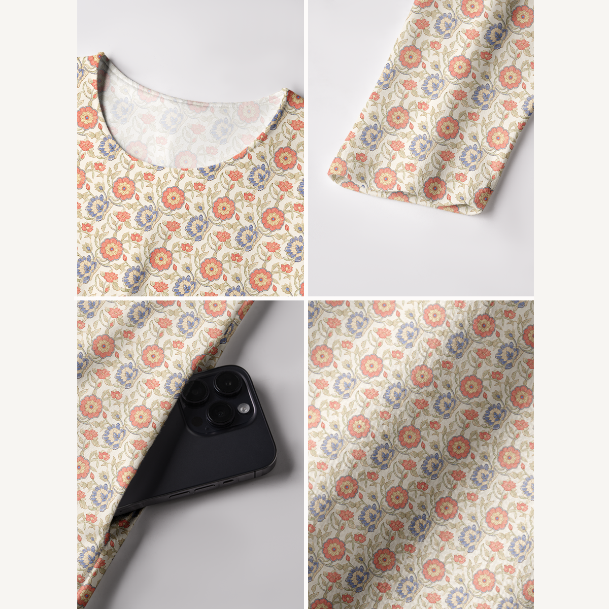 Coral Garden Floral Print Soft-Touch Stretch Knit Long Sleeve Maxi Dress with Pockets