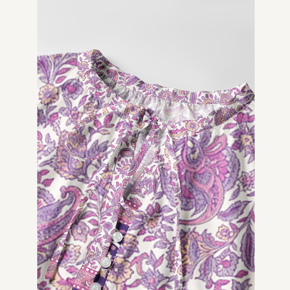 Violet Paisley Garden Long Sleeve Mini Dress For Women