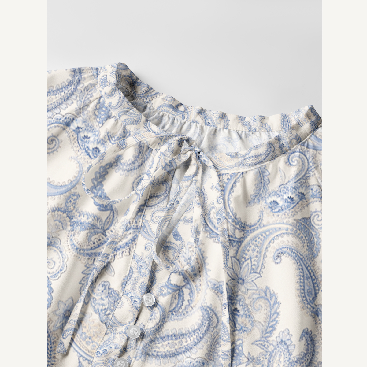 Blue Vintage Paisley Long Sleeve Womens Mini Dress