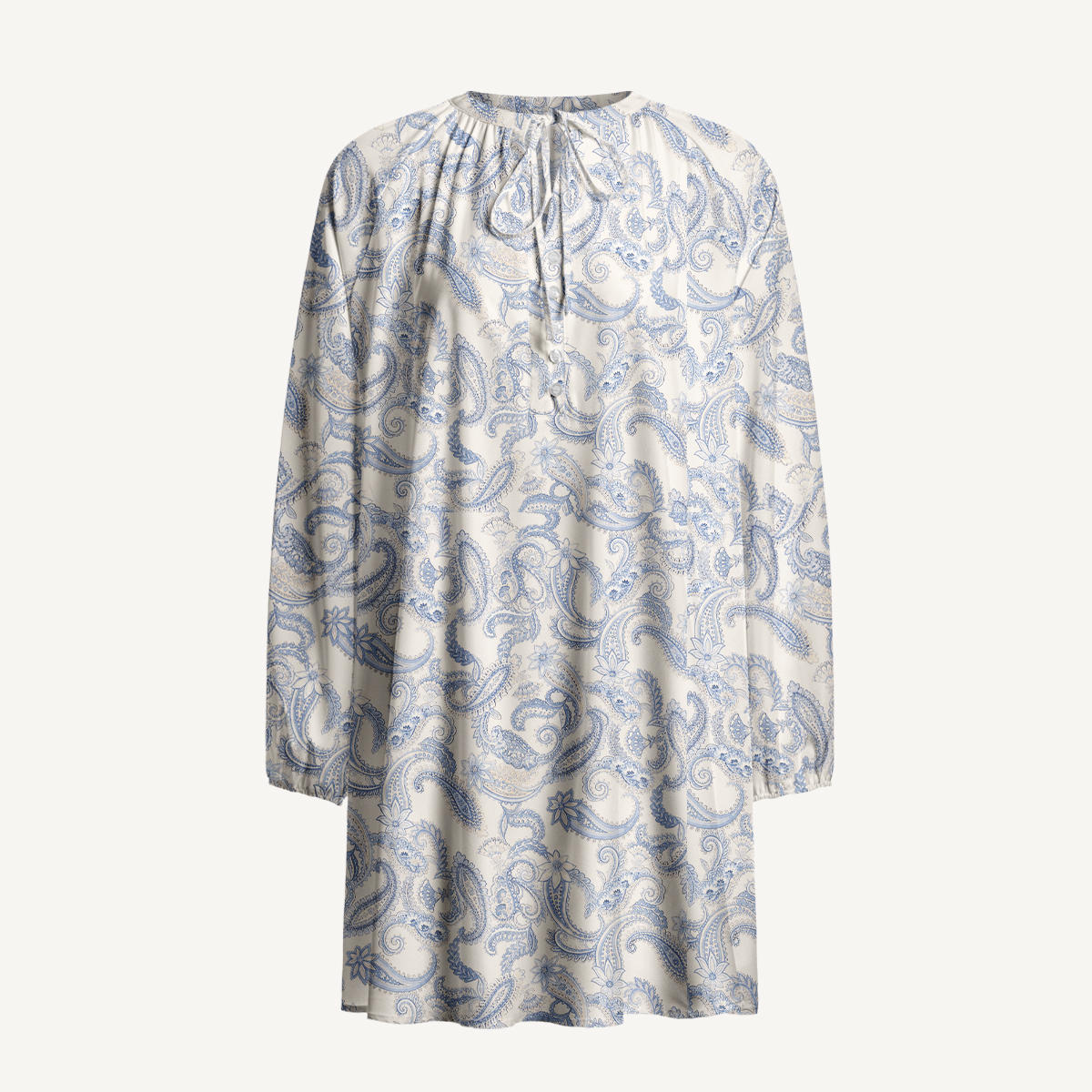 Blue Vintage Paisley Long Sleeve Womens Mini Dress