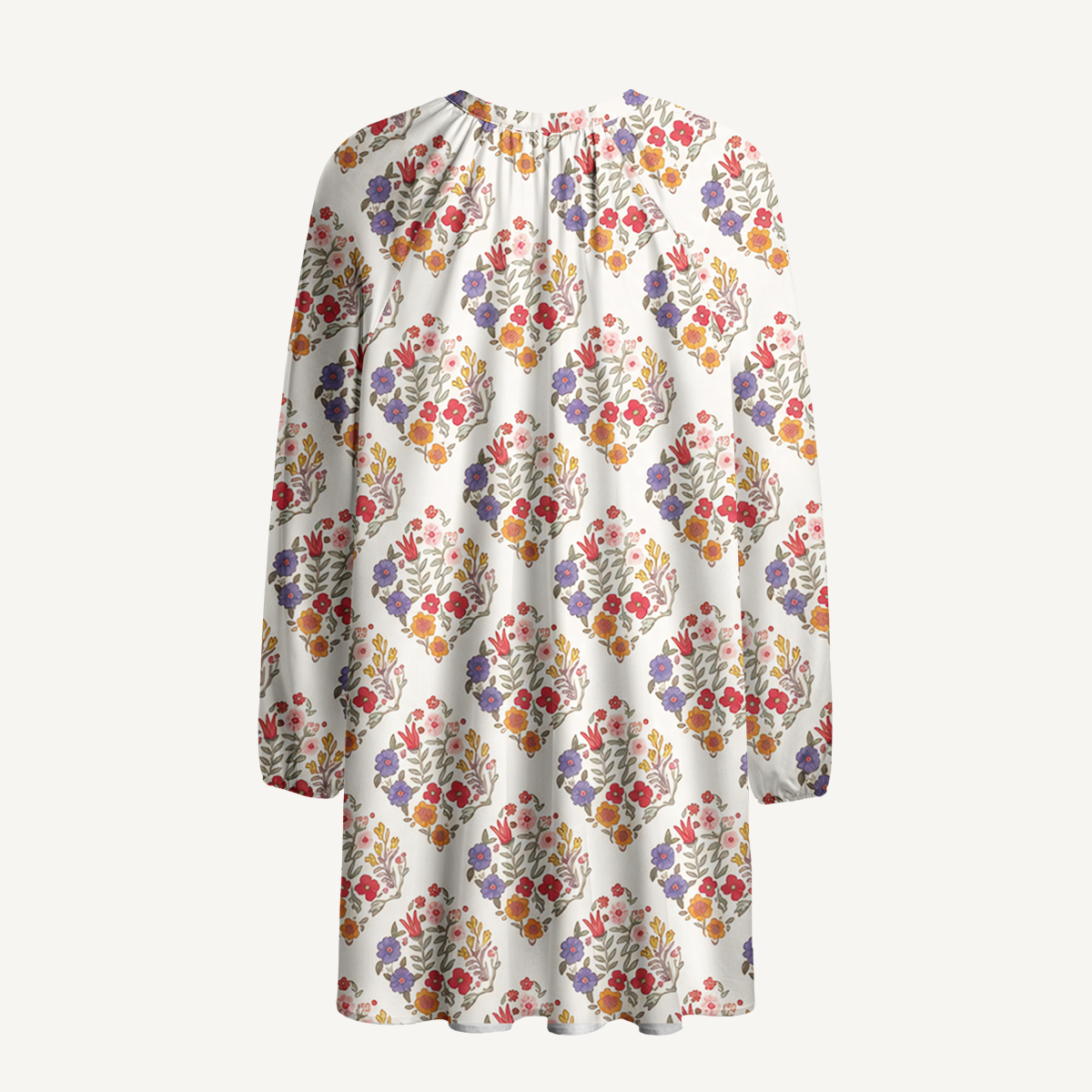 Autumn Posy Lattice Long Sleeve Mini Dress