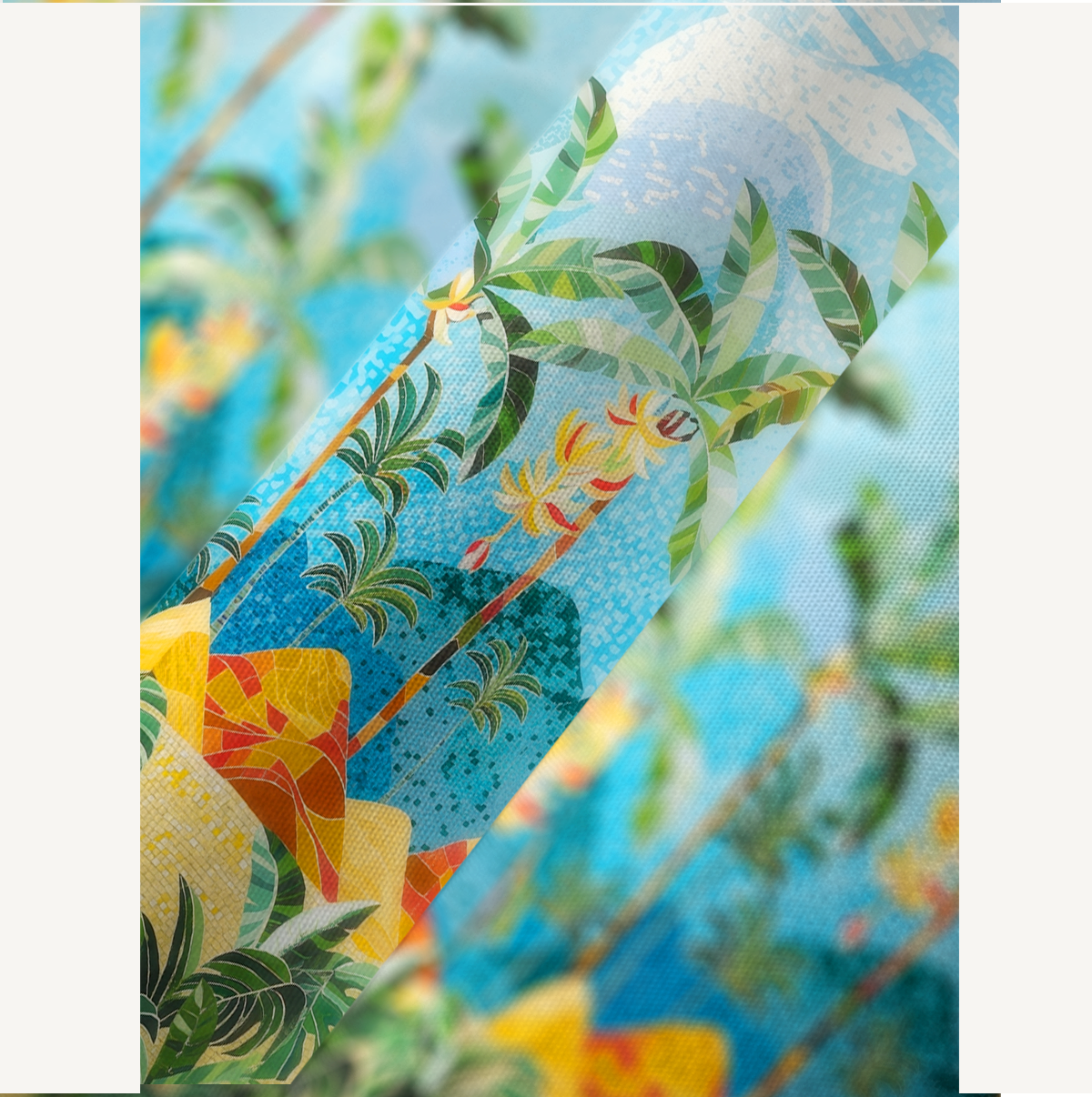 Rainforest Palm Tree Print Kimono Sleeve Kaftan Dress