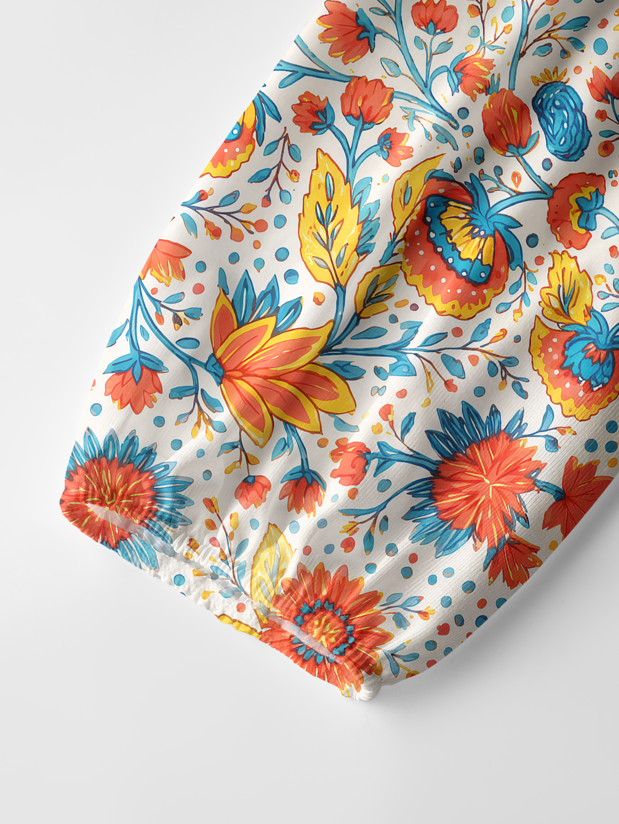 Moroccan Garden Pattern Boho Long Sleeve Tie‑Neck Blouse