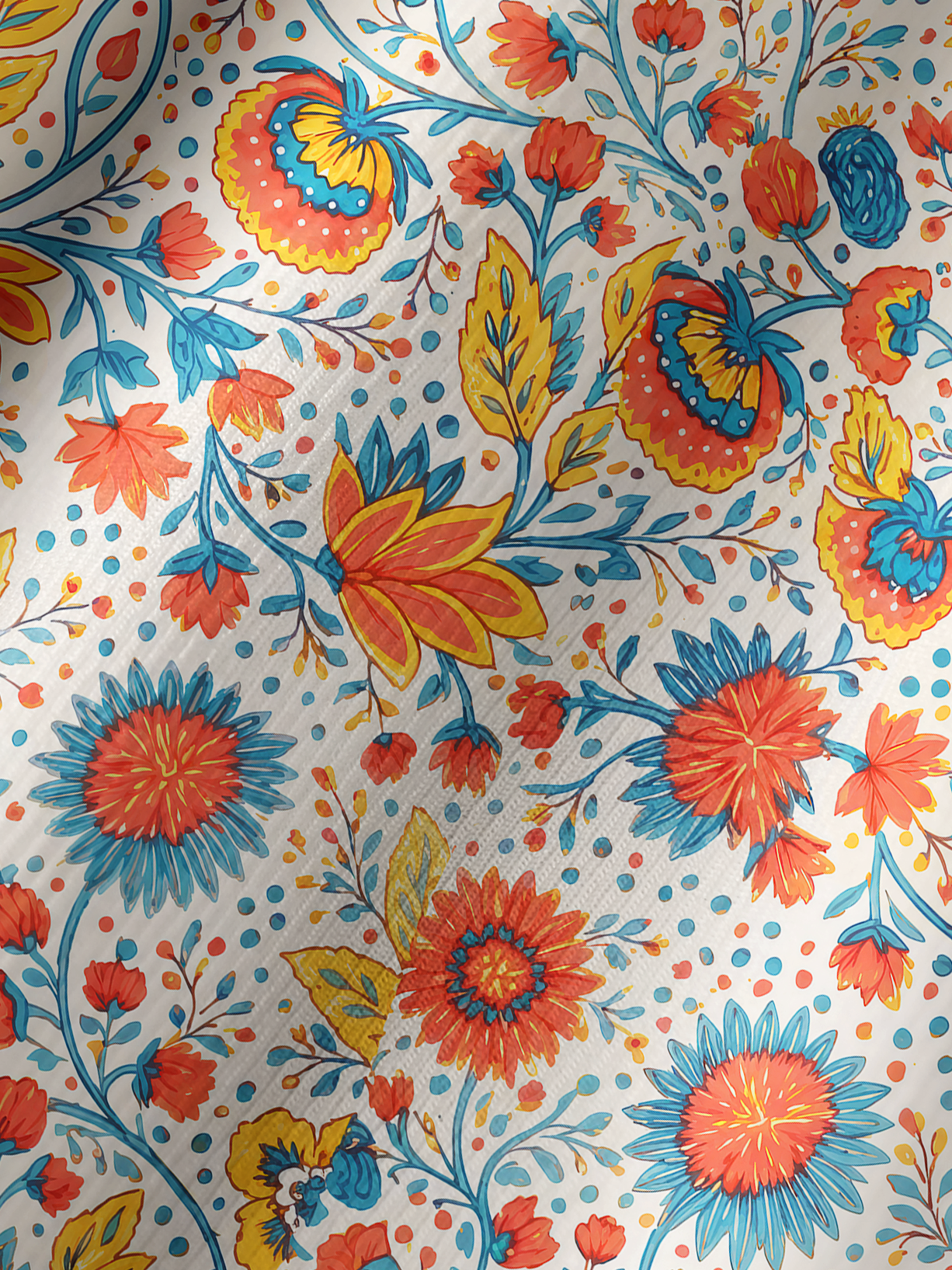Moroccan Garden Pattern Boho Long Sleeve Tie‑Neck Blouse