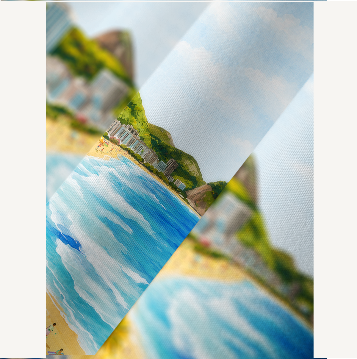 Rio Beach Scene Kimono Sleeve Kaftan Dress
