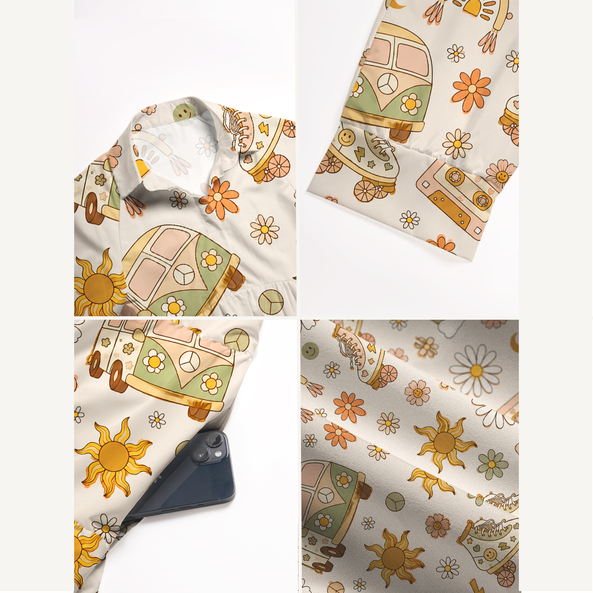 70s Retro Hipister Midi Dress For Women With Pockets