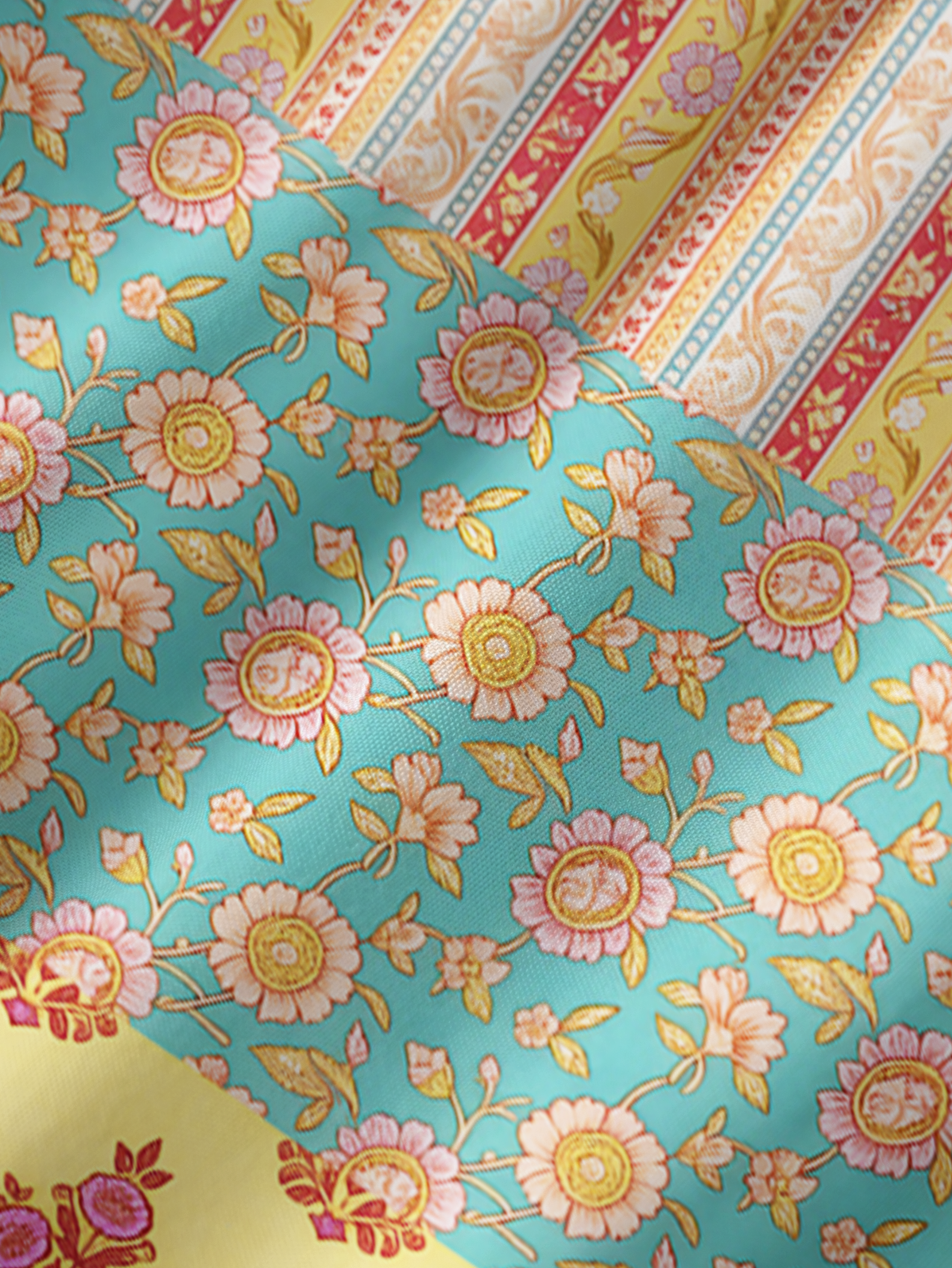 Paisley Inspired Pattern Square Neckline Cap Sleeve Maxi Dress