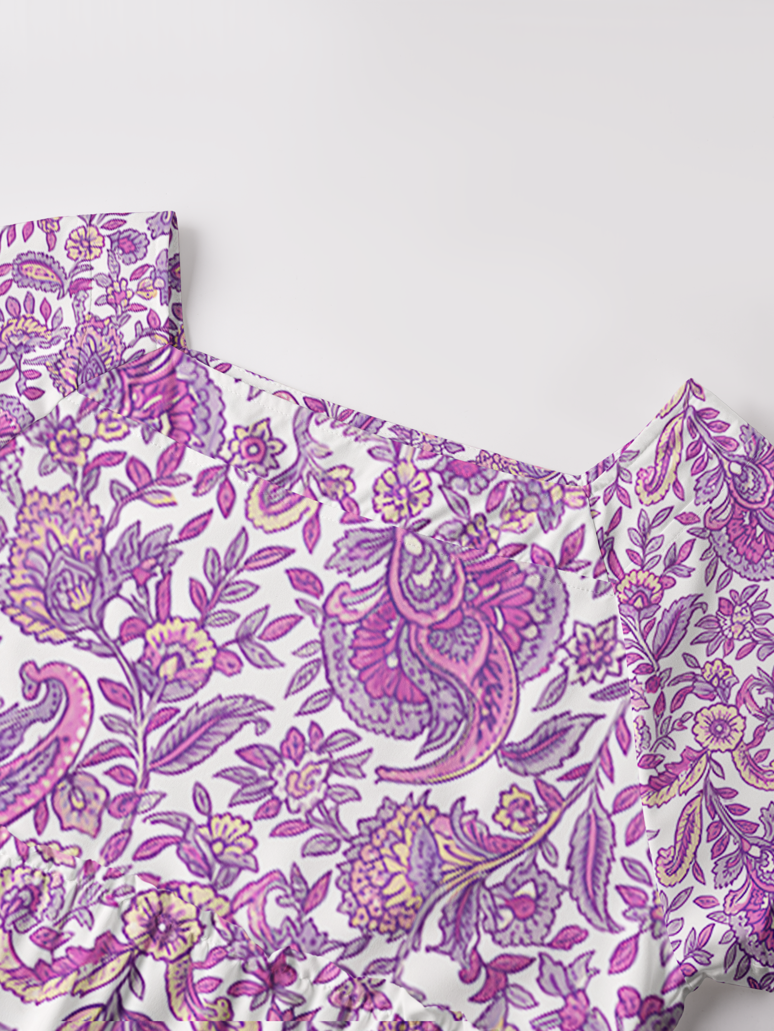 Violet Paisley Garden Square Neckline Cap Sleeve Maxi Dress