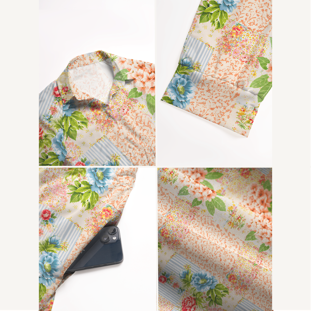 Vintage Cottage Garden Quilt Print Midi Dress For Women With Pockets