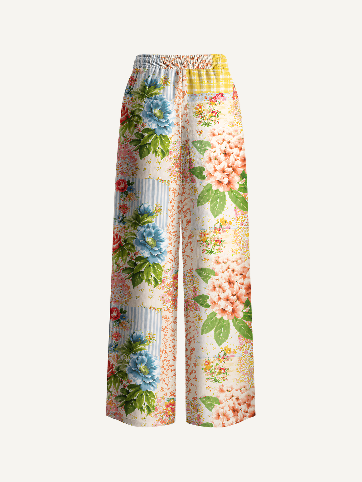 Vintage Cottage Garden Quilt Pants For Women With Pockets