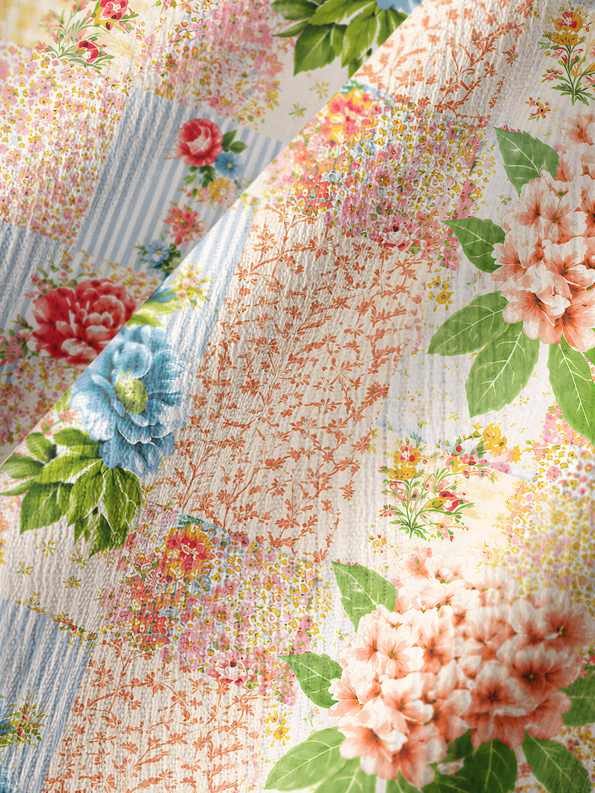 Vintage Cottage Garden Quilt Pants For Women With Pockets