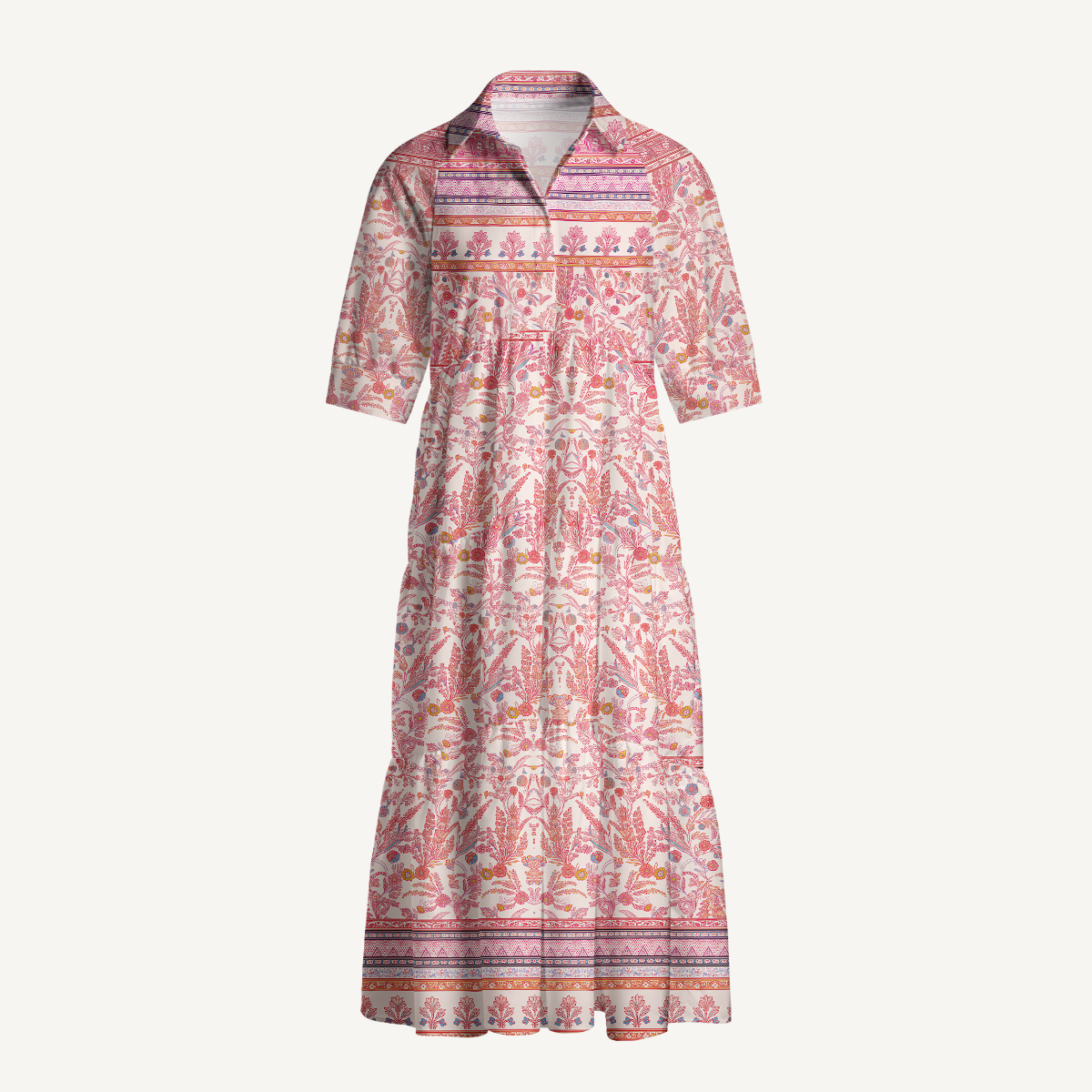 Rosewood Vintage Garden Elbow-Length Sleeve Summer Dress With Pockets
