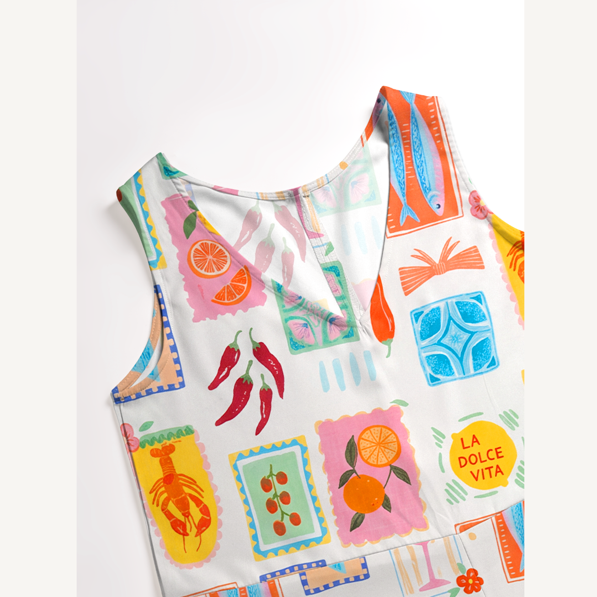 Tropical Stamp Print Jumpsuit with Pockets for Women