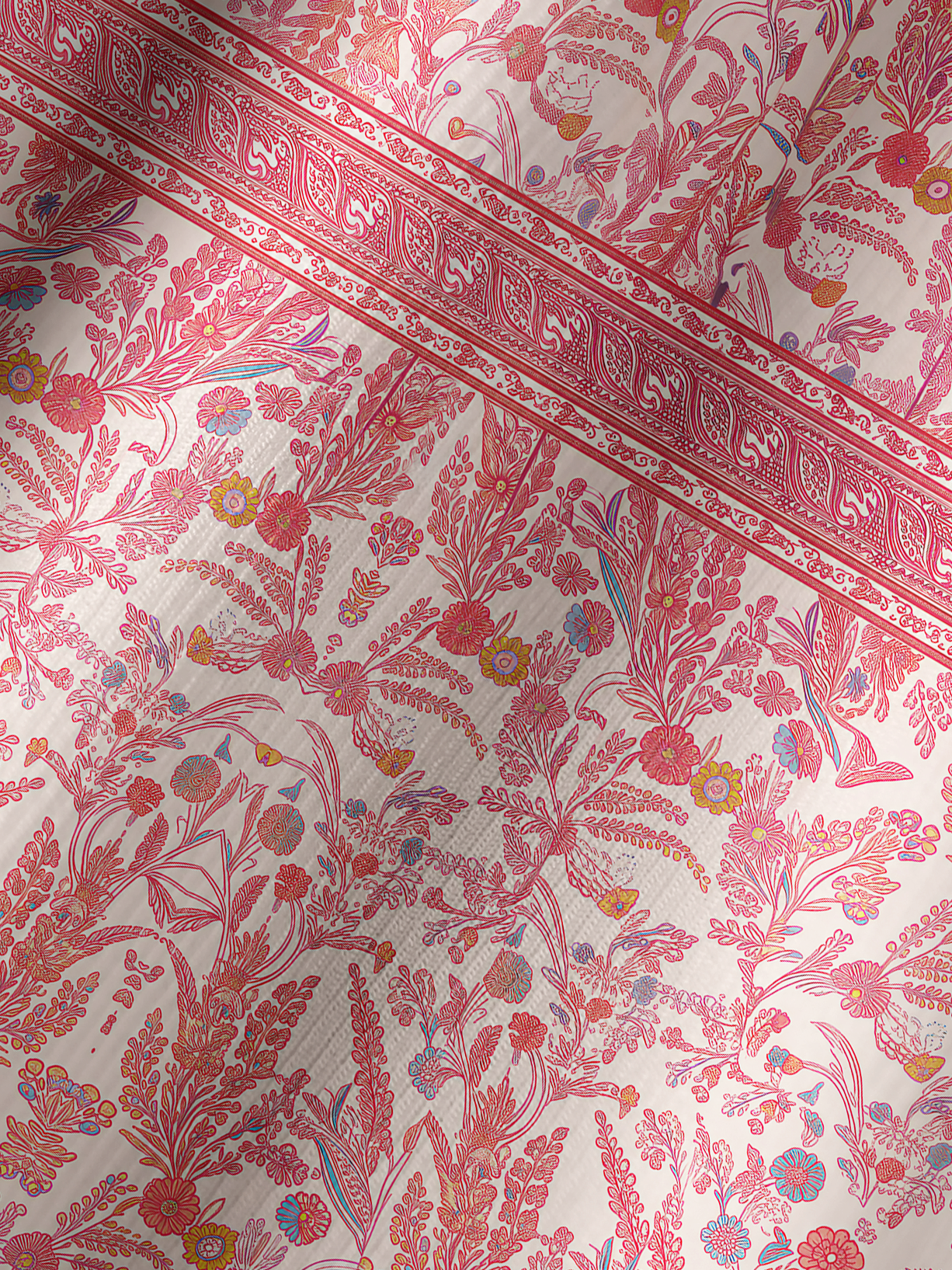 Rosewood Vintage Garden Print Boho Long Sleeve Tie‑Neck Blouse