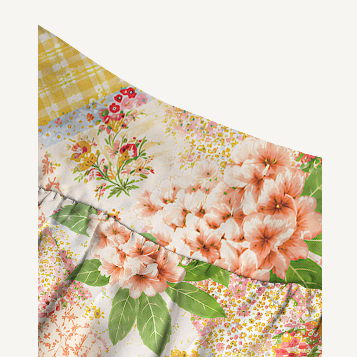 Vintage Cottage Garden Quilt Print Convertible Maxi Skirt & Strapless Dress