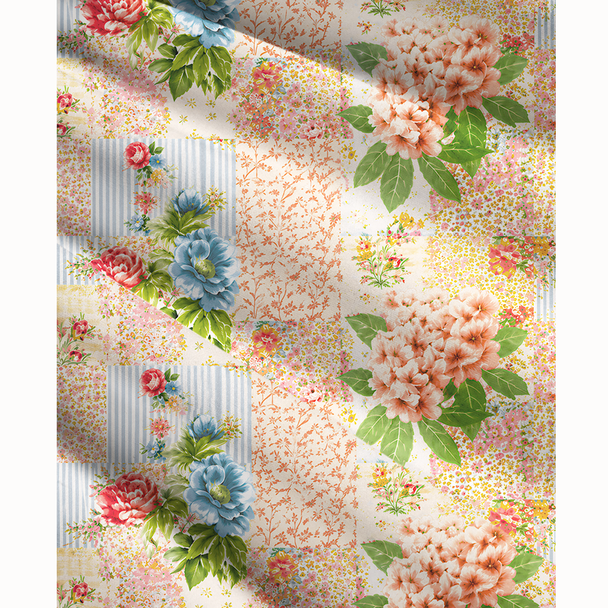Vintage Cottage Garden Quilt Print Convertible Maxi Skirt & Strapless Dress
