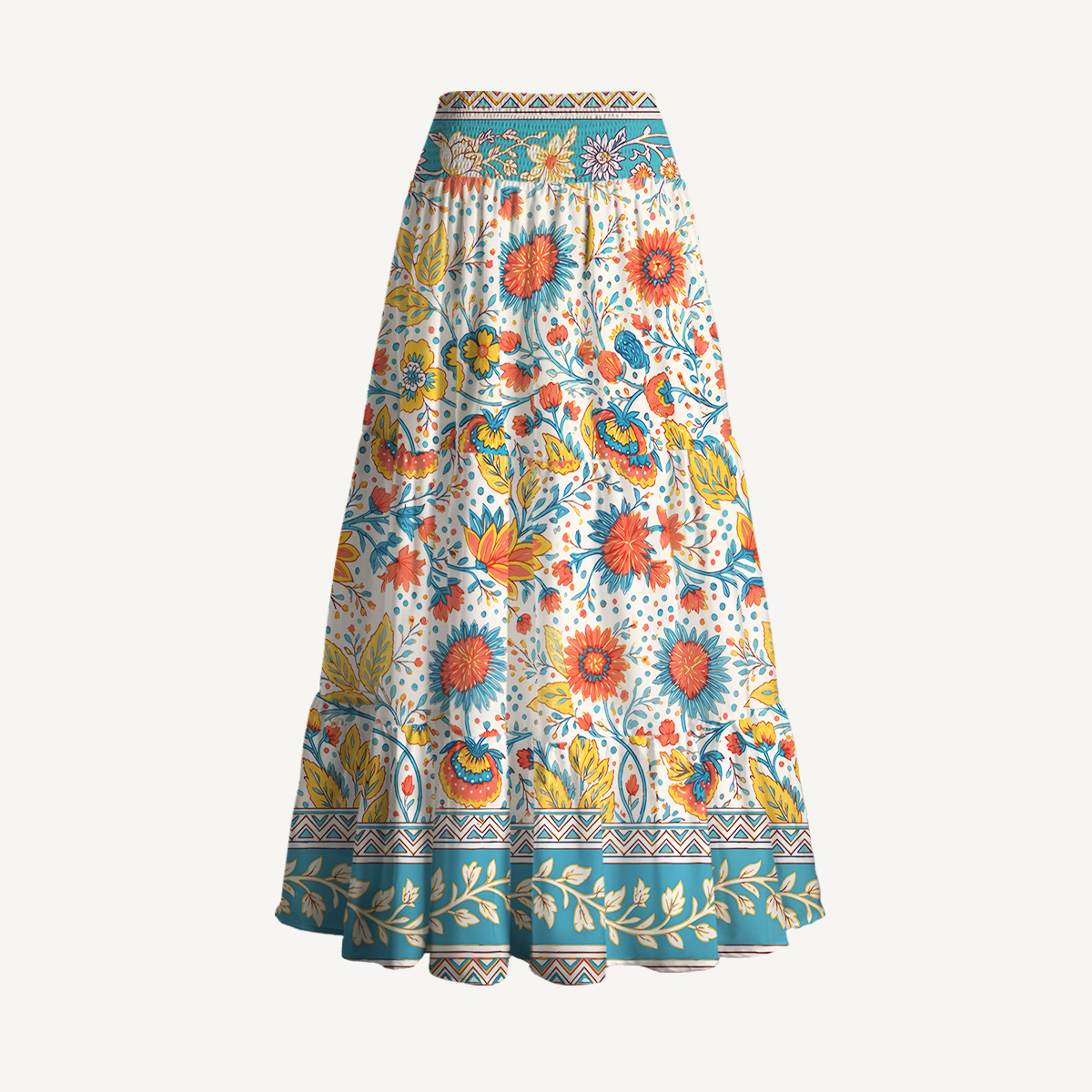 Moroccan Garden Pattern Convertible Maxi Skirt & Strapless Dress
