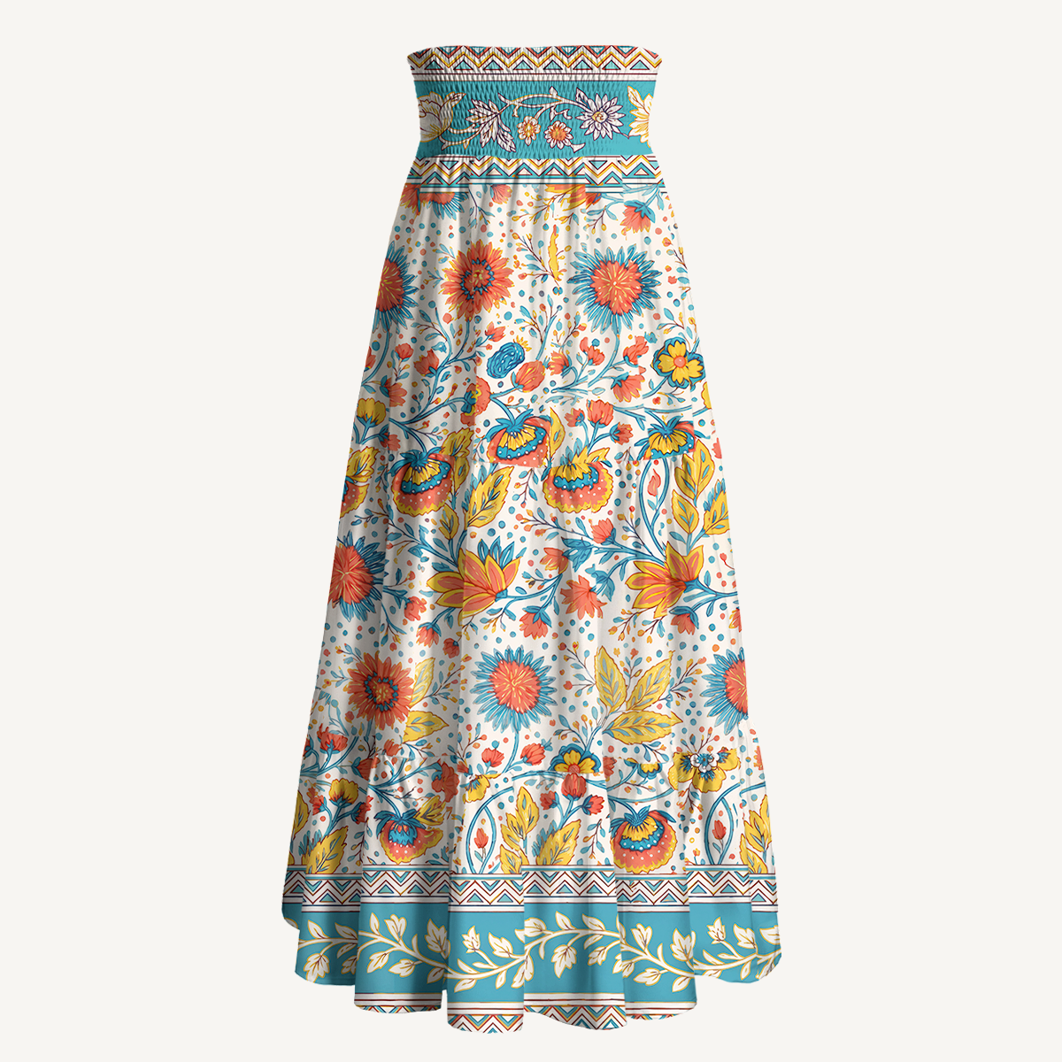 Moroccan Garden Pattern Convertible Maxi Skirt & Strapless Dress