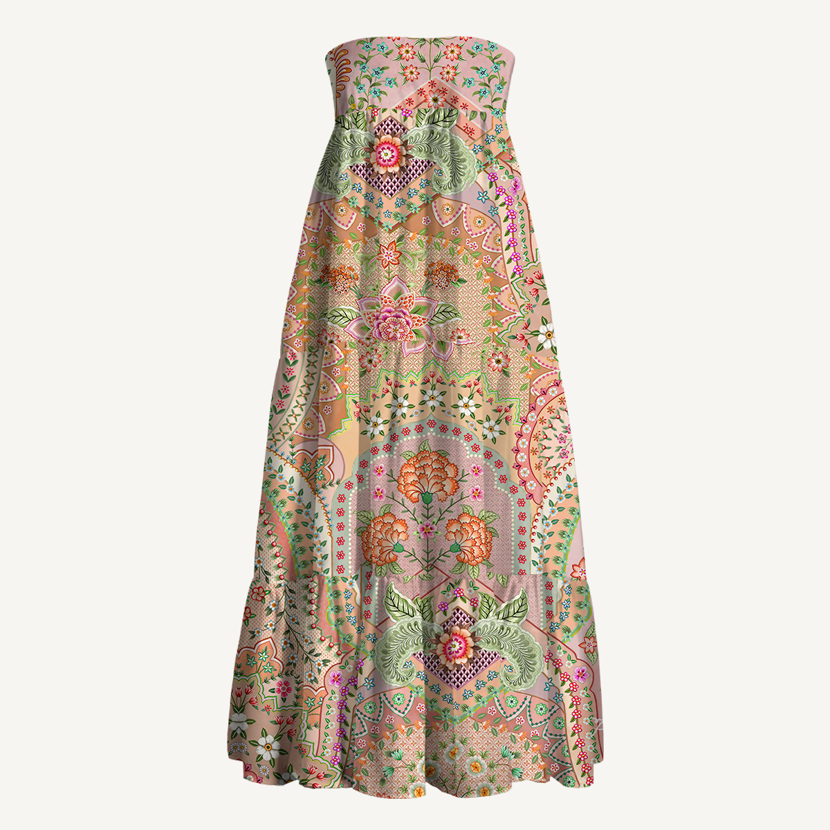 Patchwork Mandala Floral Print Convertible Maxi Skirt & Strapless Dress