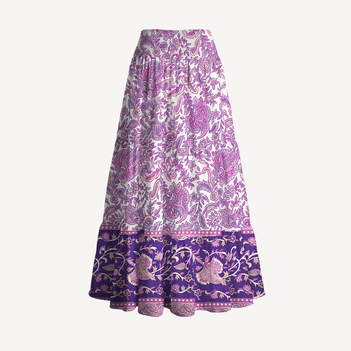 Violet Paisley Garden Print Convertible Maxi Skirt & Strapless Dress