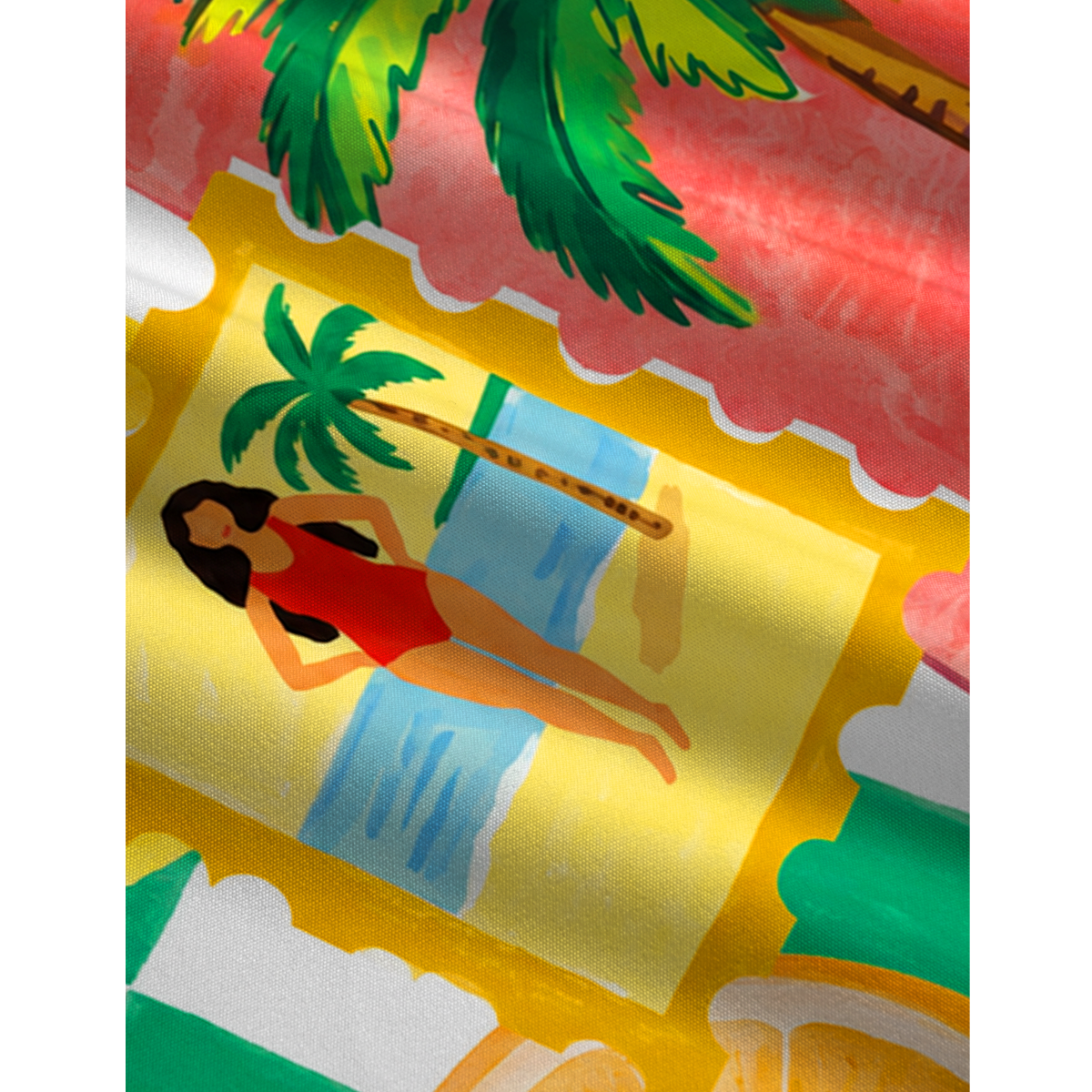 Tropical Floral & Palm Jumpsuit with Pockets for Women