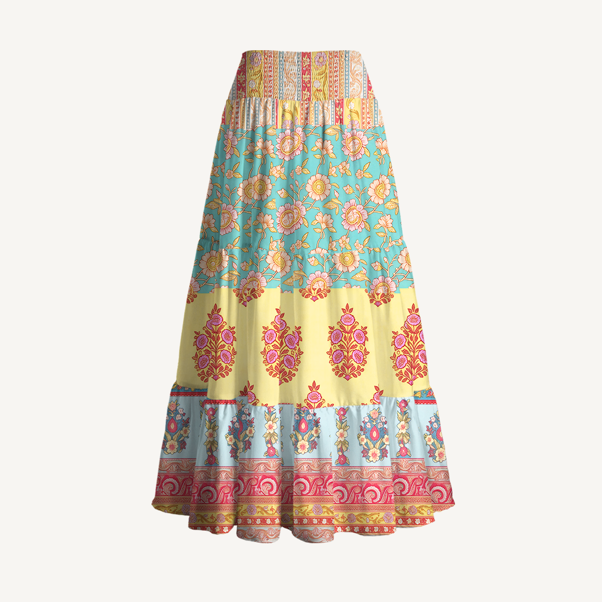 Paisley Inspired Pattern Convertible Maxi Skirt & Strapless Dress