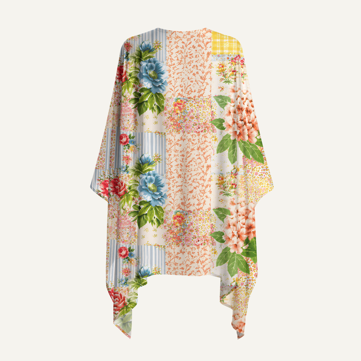 Vintage Cottage Garden Quilt Print Kimono Wrap