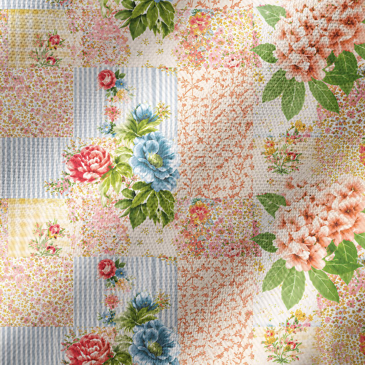 Vintage Cottage Garden Quilt Print Kimono Wrap