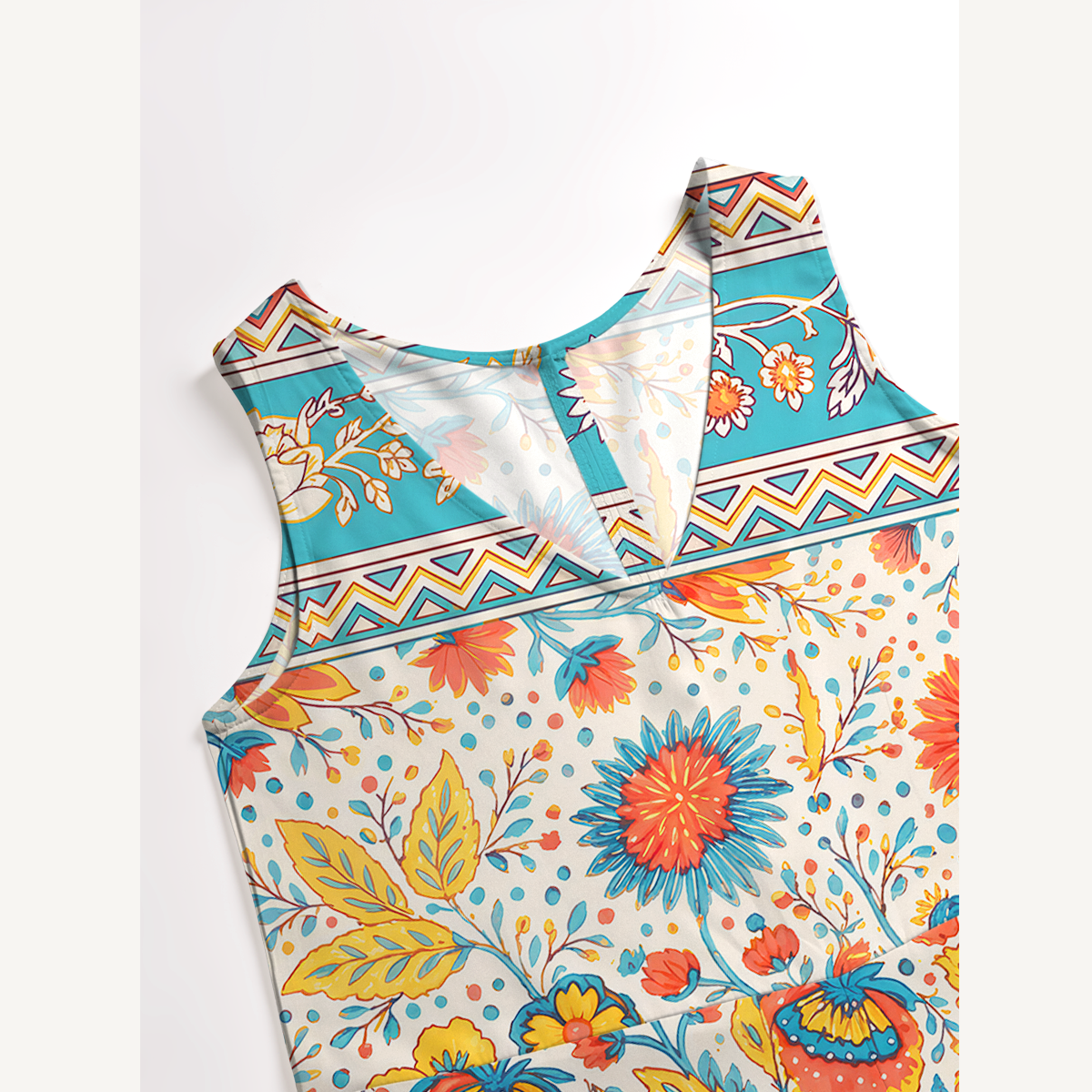 Moroccan Garden Pattern Womens Jumpsuit With Pockets