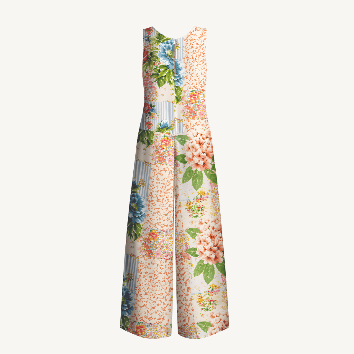 Vintage Cottage Garden Quilt Womens Jumpsuit With Pockets