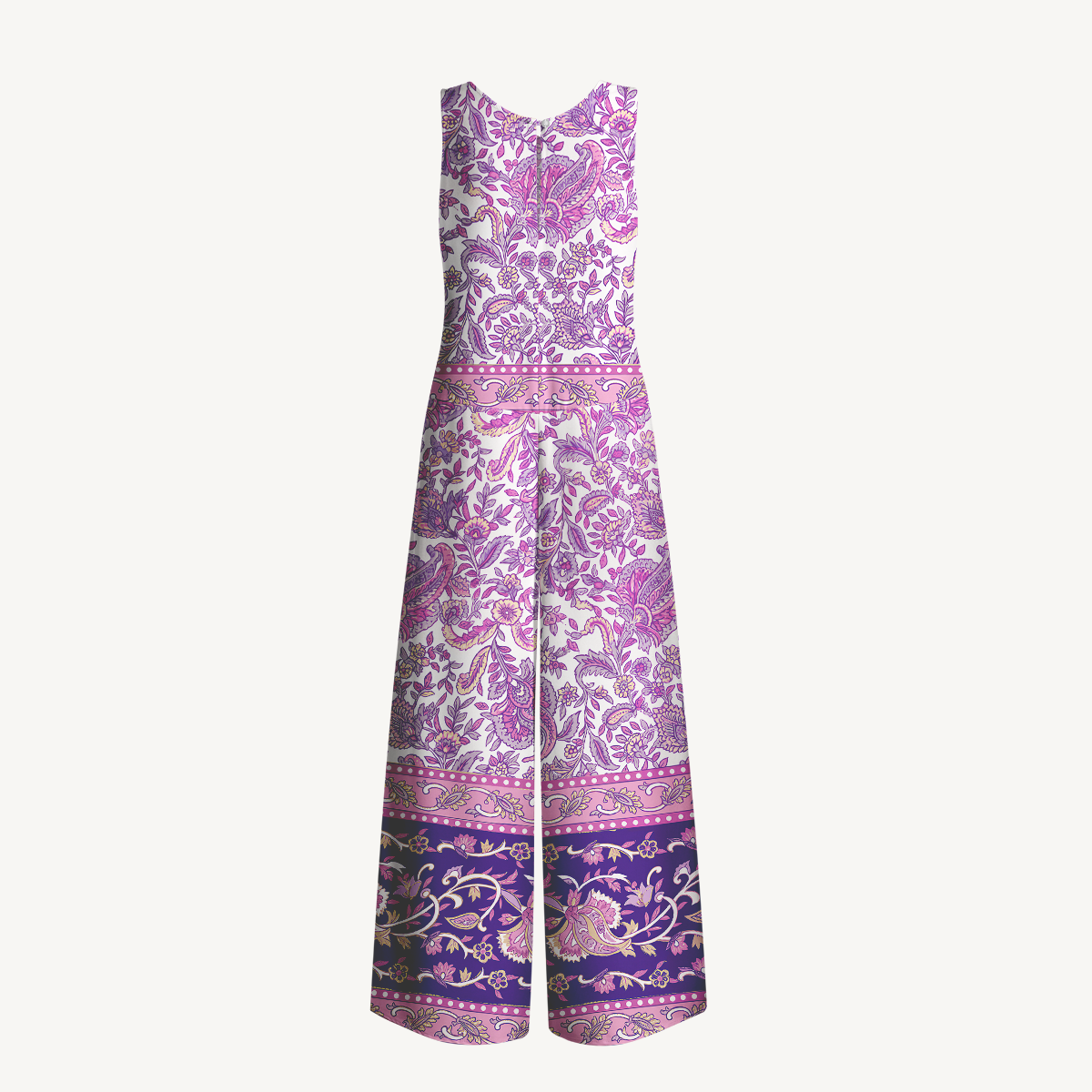 Violet Paisley Garden Womens Jumpsuit With Pockets