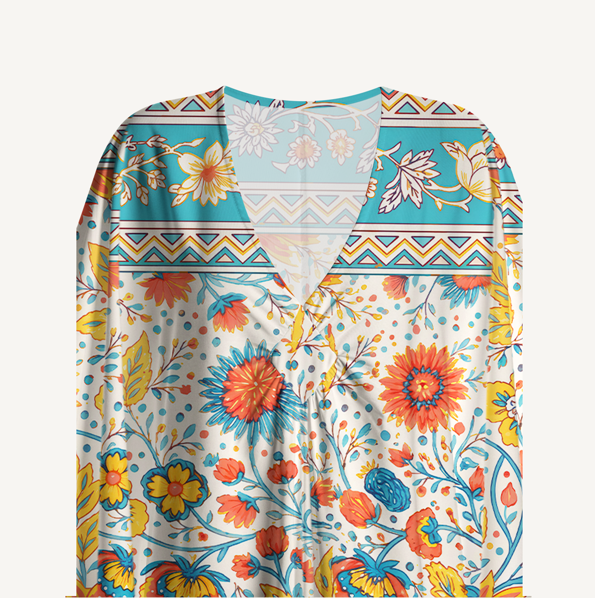 Moroccan Garden Pattern Soft Kaftan Maxi Dress