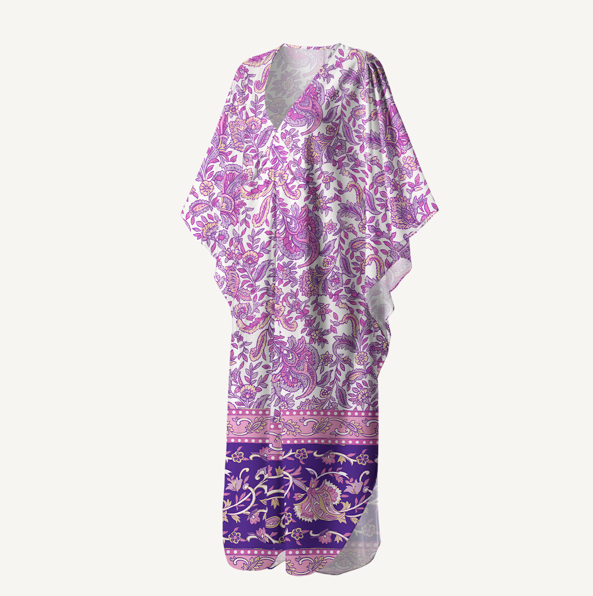 Violet Paisley Garden Soft Kaftan Maxi Dress