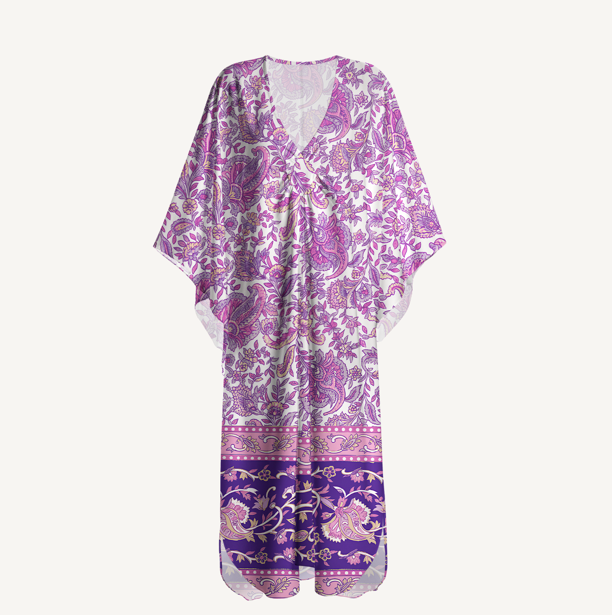 Violet Paisley Garden Soft Kaftan Maxi Dress