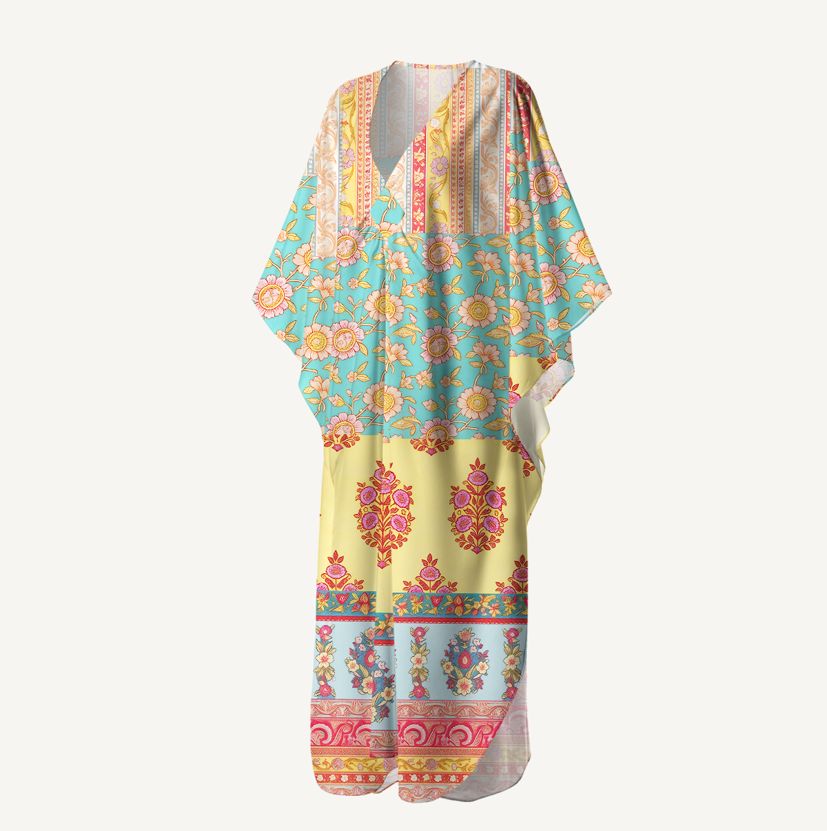 Paisley Inspired Pattern Soft Kaftan Maxi Dress