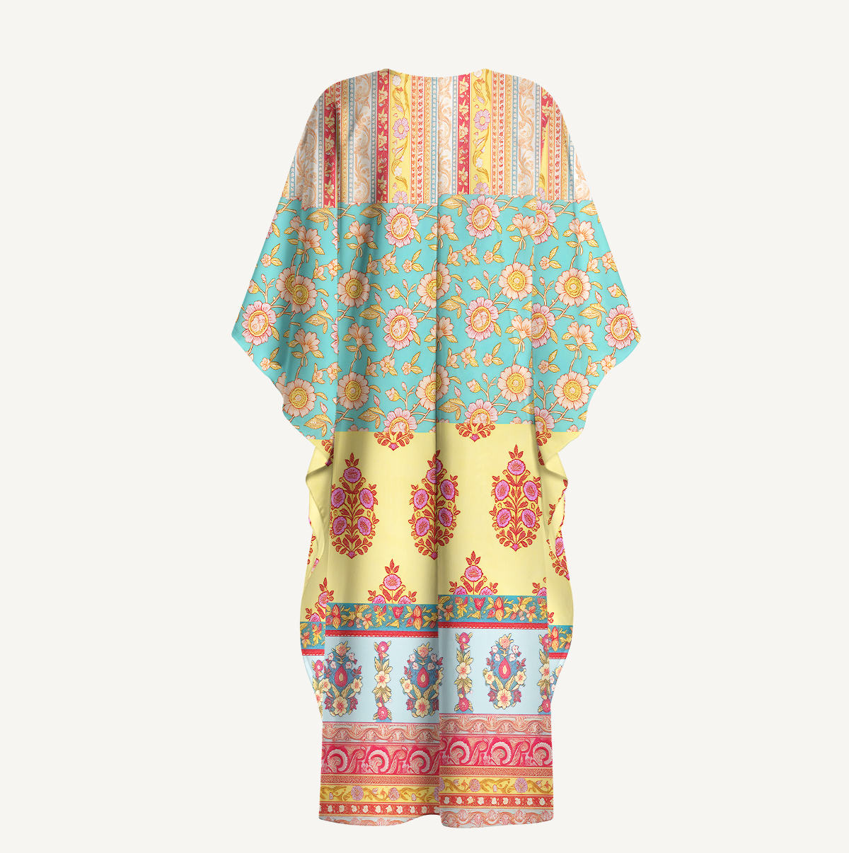 Paisley Inspired Pattern Soft Kaftan Maxi Dress