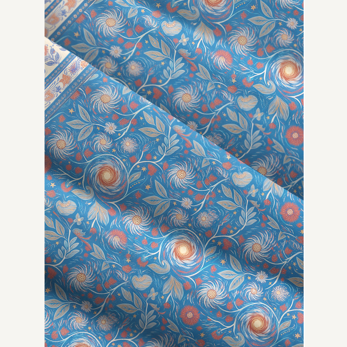 Starry Night Swirl Floral Boho Strap Maxi Summer Dress With Pockets